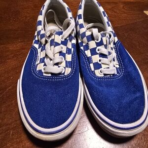 Vans Blue and White Checkered Sneakers